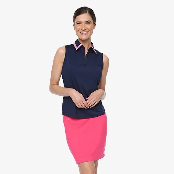 🆕NWT Belyn Key Navy Birdie Sleeveless Golf Polo Shirt. Size XS - Picture 2 of 8